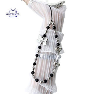 สายคล้องโทรศัพท์มือถือ Ccd เชือกคล้องโทรศัพท์มือ สายคล้องกล้องสุดเท่ DIY ลูกปัดติดโบว์ สายคล้องโทรศัพท์ป้องกันการตก