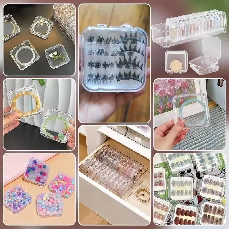 กล่องเก็บแป้งพัฟอเนกประสงค์ 1/3/5 ชิ้น - ต่างหูเล็บโปร่งใสแหวนความงามออแกไนเซอร์กรณี - รูปที่ 5