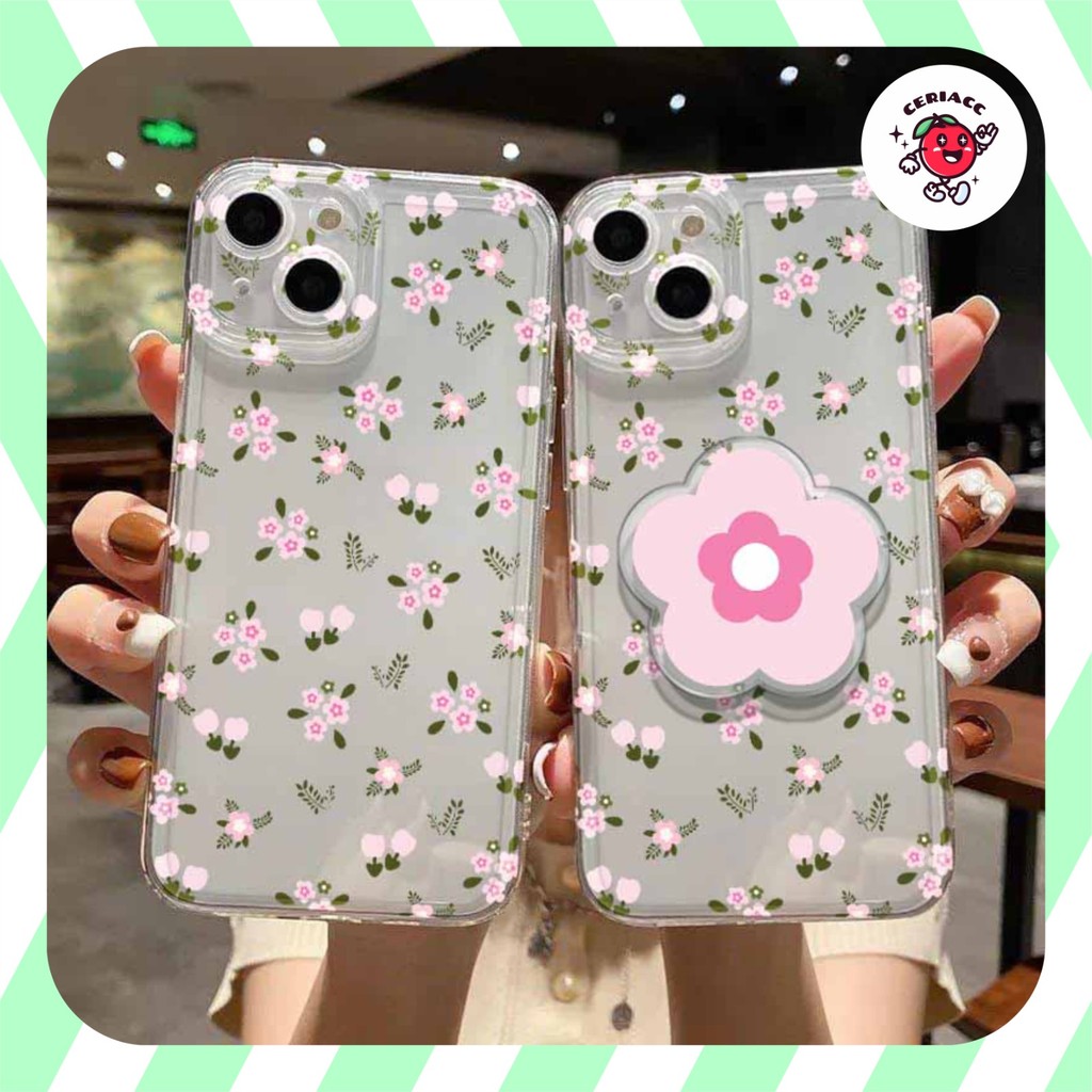 [1 ชุด] 2IN1 FLOWER PINK ANGEL EYE PRINTING case vivo y71 v27e y36 y27 y17s y28 v27 v29e y03 y18 v30