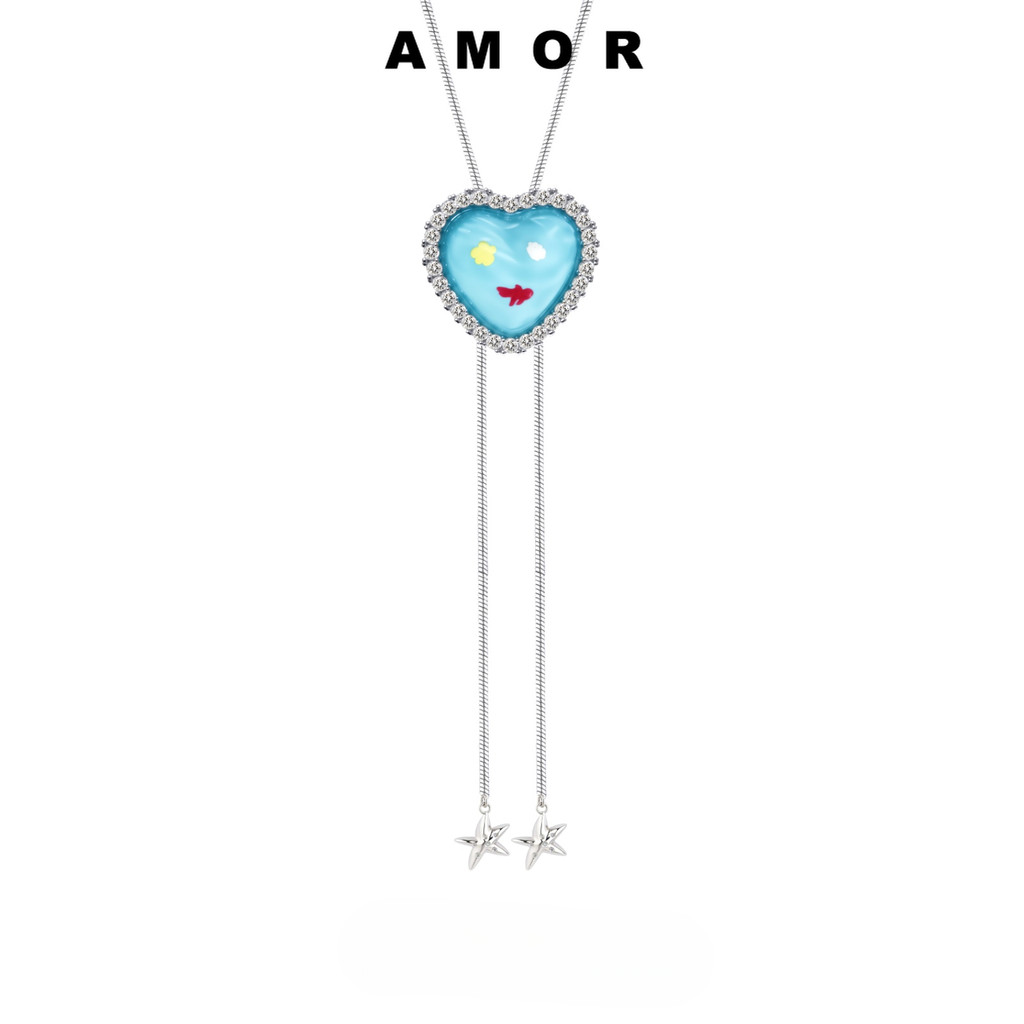 สร้อยคอที่สามารถปรับขนาดได้ ออกแบบเป็นรูปหัวใจ แบบคล้องและถอดได้ง่าย ในสไตล์เกาหลี