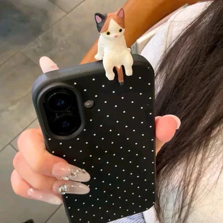 เคสโทรศัพท์ For iPhone 11 13 16 pro max Case iPhone 13 17 15 pro max 12 14 13 pro max 16 13 Pro อุปกรณ์น้องแมว การ์ตูน