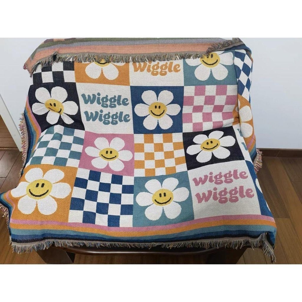 WiggleWiggle ผ้าห่มโซฟา ผ้าห่มลายสก๊อตน่ารัก Nap ผ้าห่มสําหรับสํานักงาน ผ้าคลุมห้องปรับอากาศ