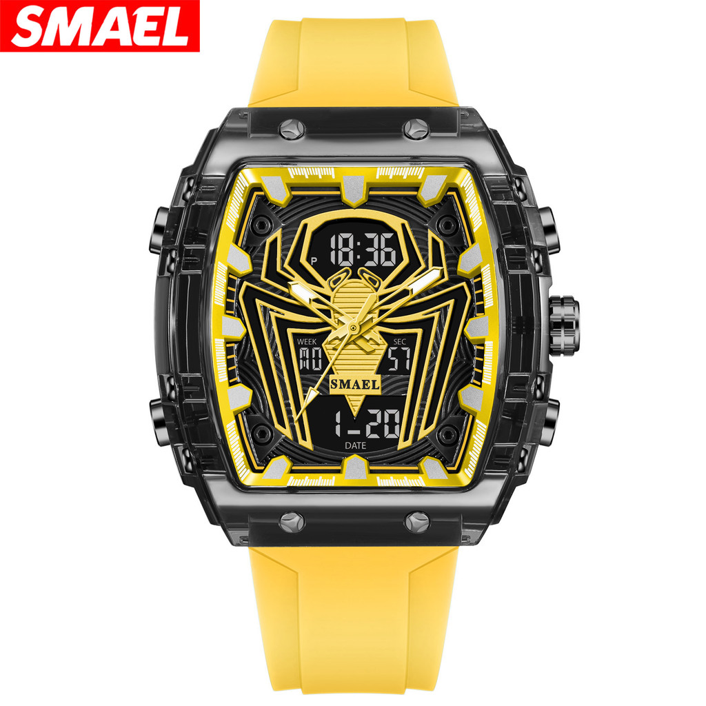 SMAEL สมาเอล 8116ใหม่นาฬิกาผู้ชายมัลติฟังก์ชั่กีฬากันน้ําจอแสดงผลคู่ นํา ไฟกลางคืนสันทนาการนักเรียนนาฬิกาอิเล็กทรอนิกส์ชาย