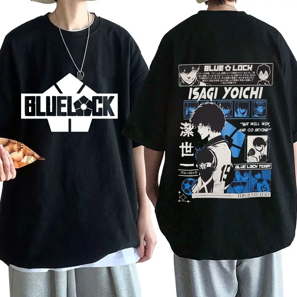 Anime Blue Lock Protagonist Isagi Yoichi พิมพ์เสื้อยืด Harajuku สไตล์ Street สไตล์ออกแบบผู้ชายเฉพาะรูปแบบอะนิเมะอินเทรนด์ All-Match แขนสั้นผ้าระบายอากาศสบายพัดลมสองมิติสไตล์เดียวกันเสื้อยืดมือ