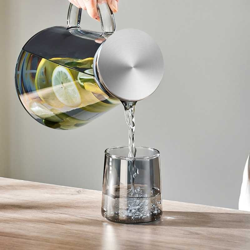 EZShopping GIANIXI เหยือกน้ําแก้วทนความร้อน 1.8L พร้อม 2 ถ้วย - GX18