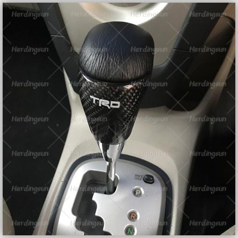 TRD Dermis คาร์บอนไฟเบอร์รถ Dermis เกียร์ลูกบิดคู่มืออัตโนมัติ Universal หนังตกแต่ง Auto Push Down S