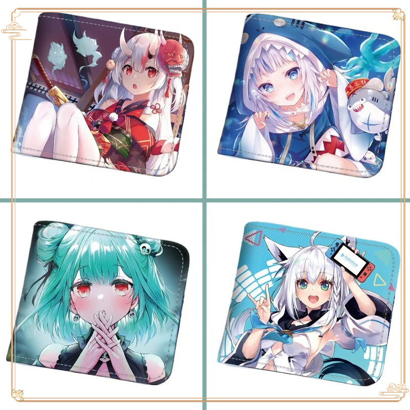 อะนิเมะ Hololive Nakiri Ayame กระเป๋าสตางค์ใบสั้น Shirakami Fubuki Debuki ผู้ถือบัตรกระเป๋า