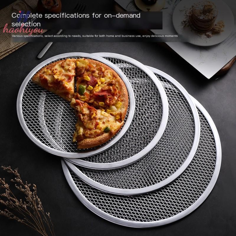 <haohiyou> 8-13 นิ้วนํากลับมาใช้ใหม่ Non Stick พิซซ่าหน้าจอ Pan ไม่มีรอยต่ออลูมิเนียมสุทธิ Bakeware เครื่องมือห้องครัวรอบแพนเค้กพิซซ่า Pastry ถาด Nice
