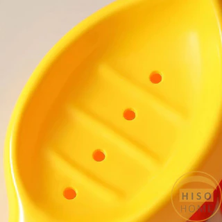 Hiso ที่วางสบู่ รูปทรงน้องเป็ด ระบายน้ําได้ ของใช้ในห้องน้ำ สีเหลือง สีขาว Soap dish