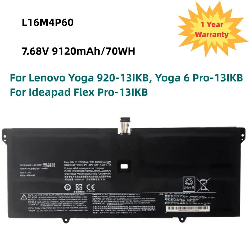 L16M4P60 5B10N01565 Laptop Battery For Lenovo Yoga 920-13IKB, Yoga 6 Pro-13IKB For Ideapad Flex Pro-