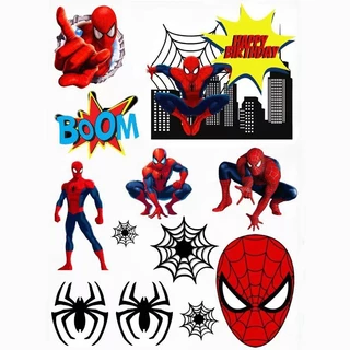 Spider Man Spider themed กระดาษตกแต่งเค้กขนมเด็กตกแต่งโต๊ะปลั๊กอิน