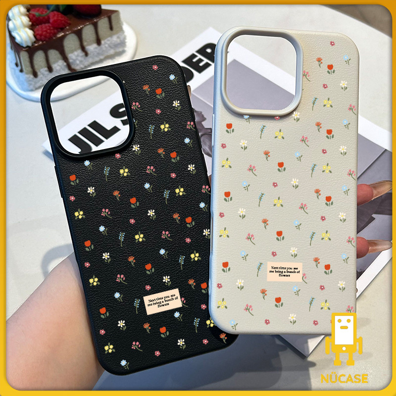 Iphone 16 15 14 13 12 11 Pro Max X Xr Xs Max 7 8 Plus SE2020 โทรศัพท์ดอกไม้ฤดูใบไม้ผลิที่เรียบง่ายฝาครอบหนังนุ่ม