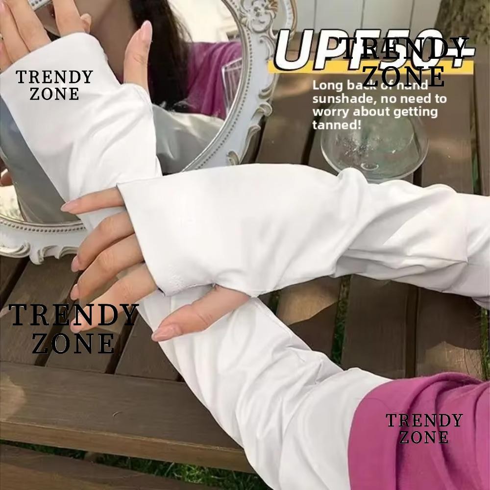 ปลอกแขนกันแดด TRENDYZONE สำหรับทั้งผู้หญิงและผู้ชาย ทำจากผ้าไหมน้ำแข็ง ระบายอากาศดี ใช้ได้ทั้งการขับรถและการขี่จักรยาน