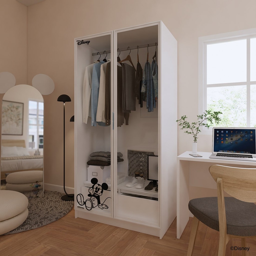 SB Design Square ตู้เสื้อผ้า บานกระจก DISNEY รุ่น MICKEY 02-GP100 (100x60x200 ซม.)  แบรนด์ DISNEYHOM