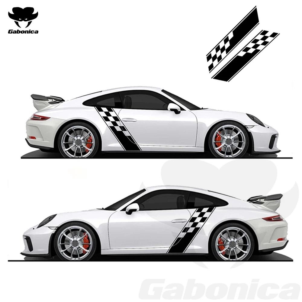 2PCS รถประตูด้านข้างสติกเกอร์ Racing สไตล์ตกแต่ง Decal สติกเกอร์สําหรับ Audi Sline RS Quattro A3 A4 