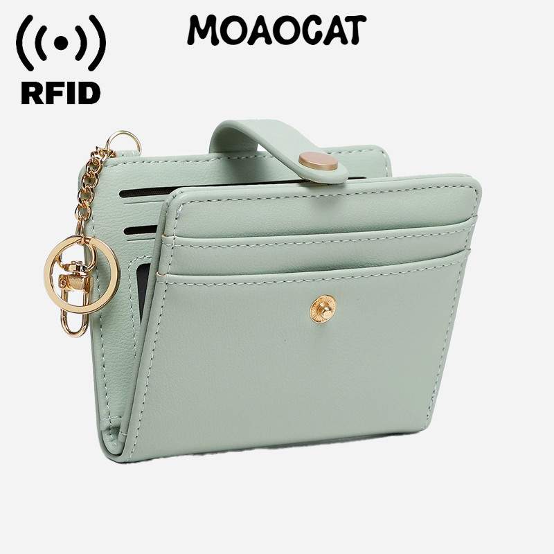 MOAOCAT กระเป๋าสตางค์ RFID Blocking แบบสั้น พับสองชั้น บางพิเศษ สําหรับผู้หญิง No 206
