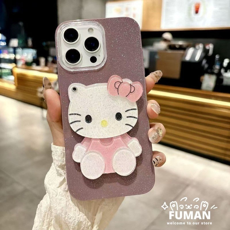 หรูหรา Hello Kitty กระจก Glitter สําหรับ Samsung Galaxy S25 FE S21 S20 FE Lite M40S M32 M22 M16 F16 