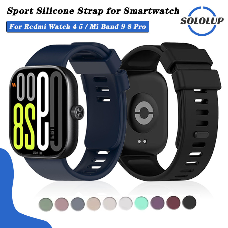 สายซิลิโคนกีฬา for Redmi Watch 6 5 4สายรัดข้อมือซิลิโคนเปลี่ยนมีให้เลือกหลายสีสายนาฬิการะบายอากาศสบาย for Miband 9 8 Pro