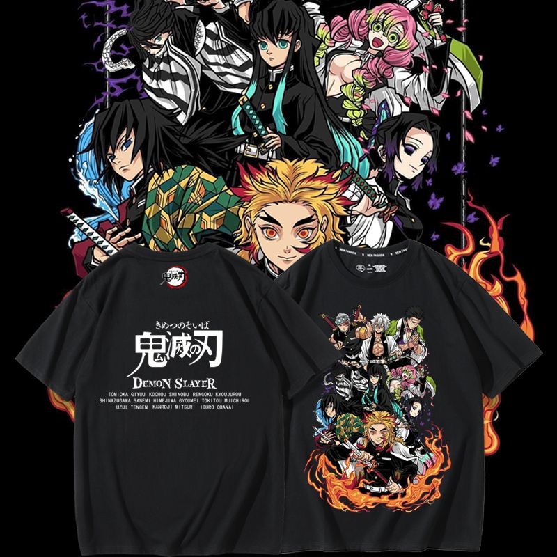 Demon Slayer Anime เสื้อยืดแขนสั้นตัวละครที่มีเสน่ห์ Giyu Tomioka และ Shinobu Kocho เหมาะสําหรับทั้ง