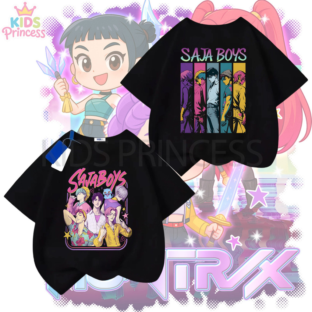 เสื้อยืดสำหรับเด็กและวัยรุ่น Kpop Demon Hunters ทำจากผ้าฝ้าย  แขนสั้น สไตล์ Huntrix Boys01 90-150 N22