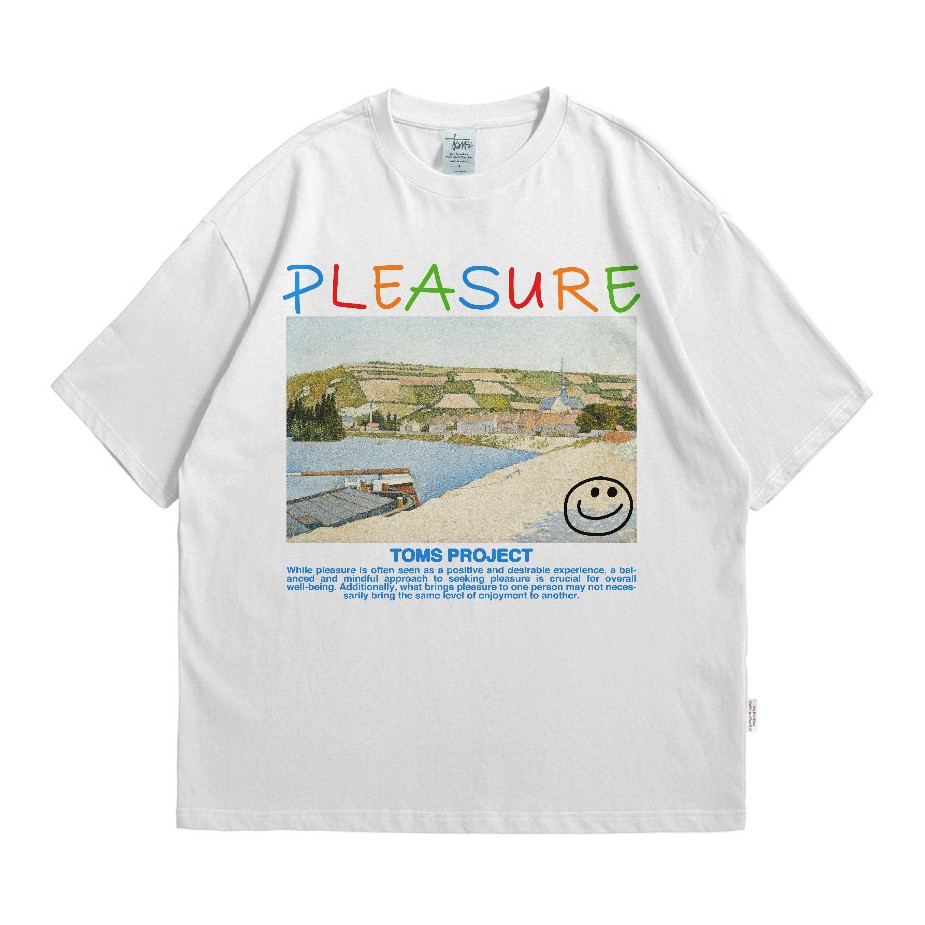 AXEULE Toms Project - เสื้อยืด Heavyweight ขนาดใหญ่ Boxy 16 - Leisure White