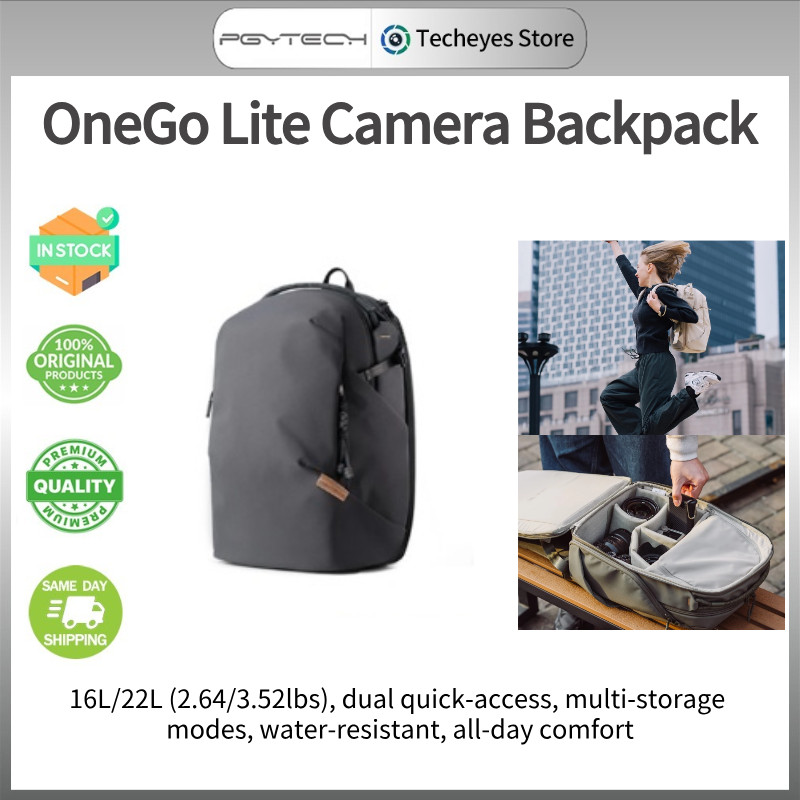 PGYTECH OneGo Lite Camera Backpack - กระเป๋ากันน้ํา 16L/22L สําหรับใช้ในชีวิตประจําวัน, Travel & Pho