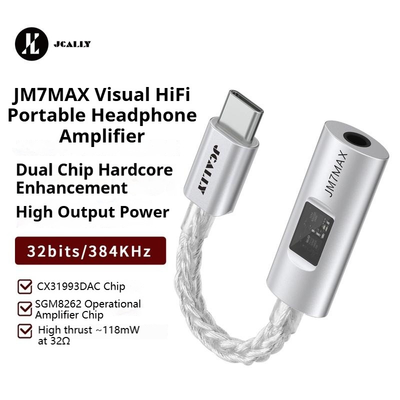 JCALLY JM7MAX Visual HIFI หูฟังแบบพกพาเครื่องขยายเสียง CX3193 DAC SGM8262 ชิปคู่ที่กําหนดเองเครื่องข