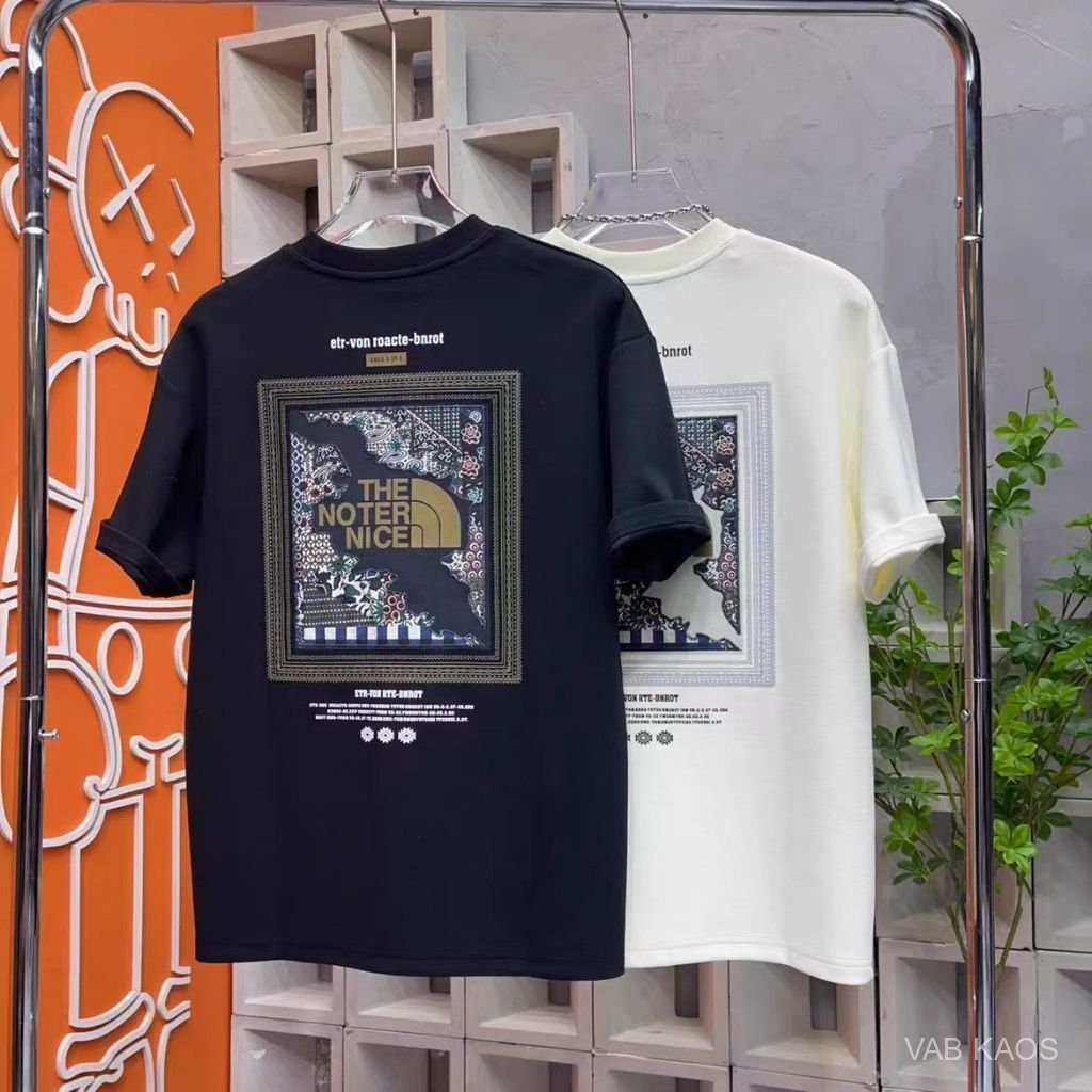 KATUN VBA ผ้าฝ้ายสีขาวแขนสั้นเสื้อยืดสีดํา high-end ฤดูร้อน 2025 ฤดูร้อนใหม่นักเลงน้ํานักเลงหล่อหลวม