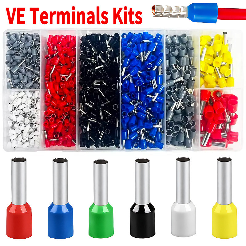 ​​200-1900Pcs E0508/E7508/E1008 Crimp Terminals | Pre-Insulated Ring Connectors for Electrical Wirin