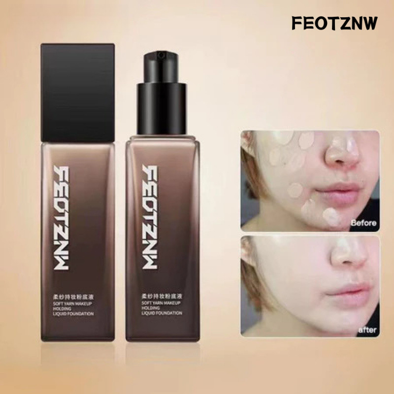 FEOTZNW Liquid Foundation กันน้ําและกันเหงื่อแต่งหน้าและคอนซีลเลอร์เพิ่มความสดใส Skin Tone Light และ Permeate Face Liquid Foundation แต่งหน้าใบหน้า