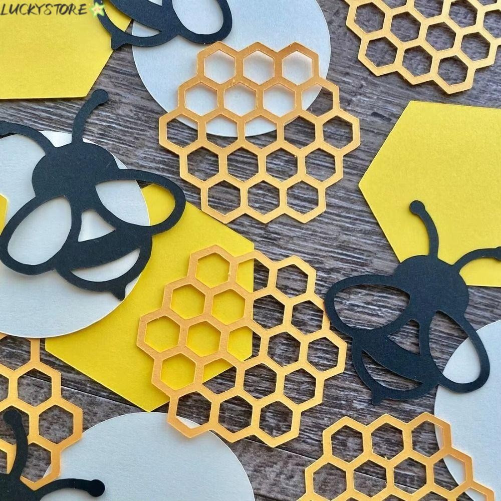LUCKYSTORE 100 ชิ้น Bee Confettis, ธีมรังผึ้ง DIY ตกแต่ง Party Confetti, ธีมตกแต่งการ์ตูนตาราง Confe