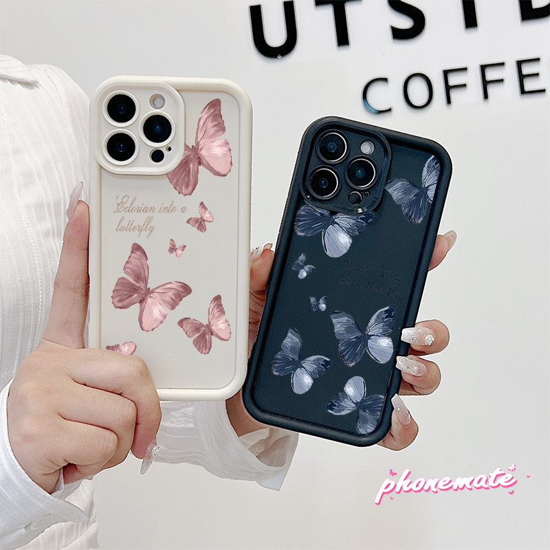 จัดส่งจากประเทศไทย ผีเสื้อสีเนื้อบนพื้นหลังสีขาว for Realme C11 2021 C20 C21Y C25Y C25 C12 C25s
