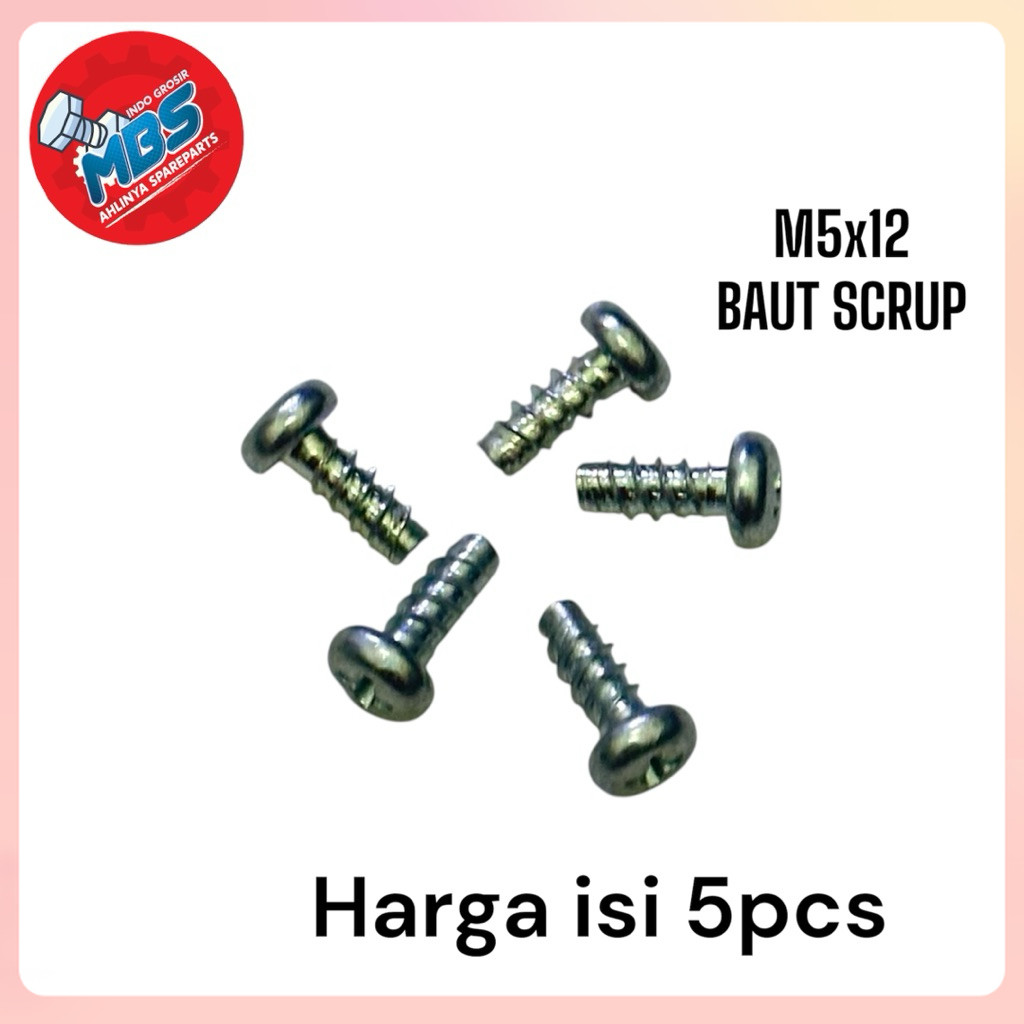 BB SCREW BOLT M5x12 ROUGH BOLT 1.2ซม. LENGTH