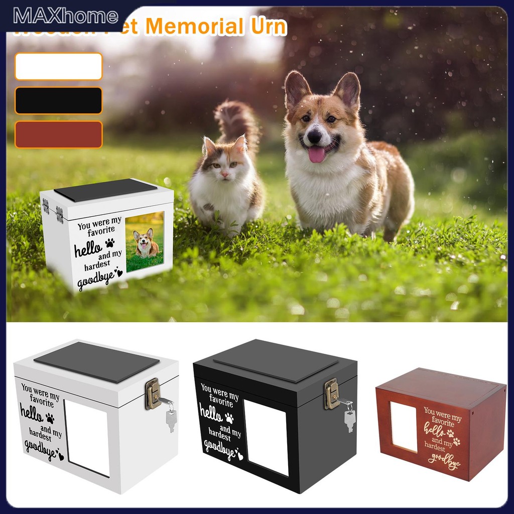 ไม้สัตว์เลี้ยงโกศอนุสรณ์สําหรับสุนัขหรือแมวขี้เถ้าส่วนบุคคลสัตว์เลี้ยงโกศอนุสรณ์ที่ระลึกการ์ดหน่วยคว