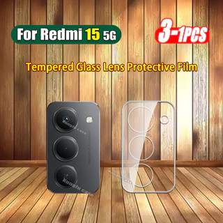 1-3 ชิ้นกล้องฟิล์มกระจกนิรภัยสําหรับ Redmi 15 Redmi15 สีแดง mi 5G 4G 2025 3D แบบบูรณาการโปร่งใสเลนส์ Protector Full Coverage ป้องกันกระจกเลนส์ฟิล์ม