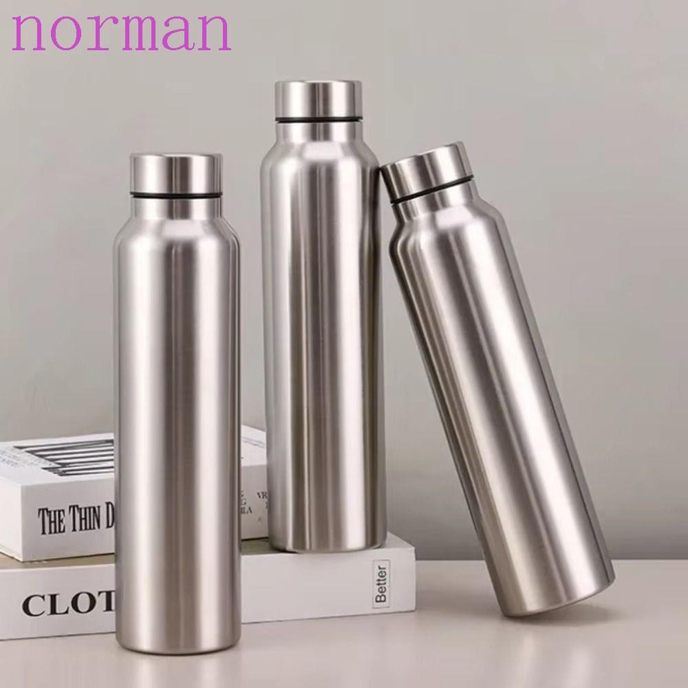 NORMAN ขวดเครื่องดื่มกลางแจ้ง,สแตนเลสชั้นเดียวขวดน้ํากีฬา, Drinkware ความจุขนาดใหญ่พร้อมเชือกยก 750ml/1000ml ถ้วยน้ําเดินทางขี่จักรยาน