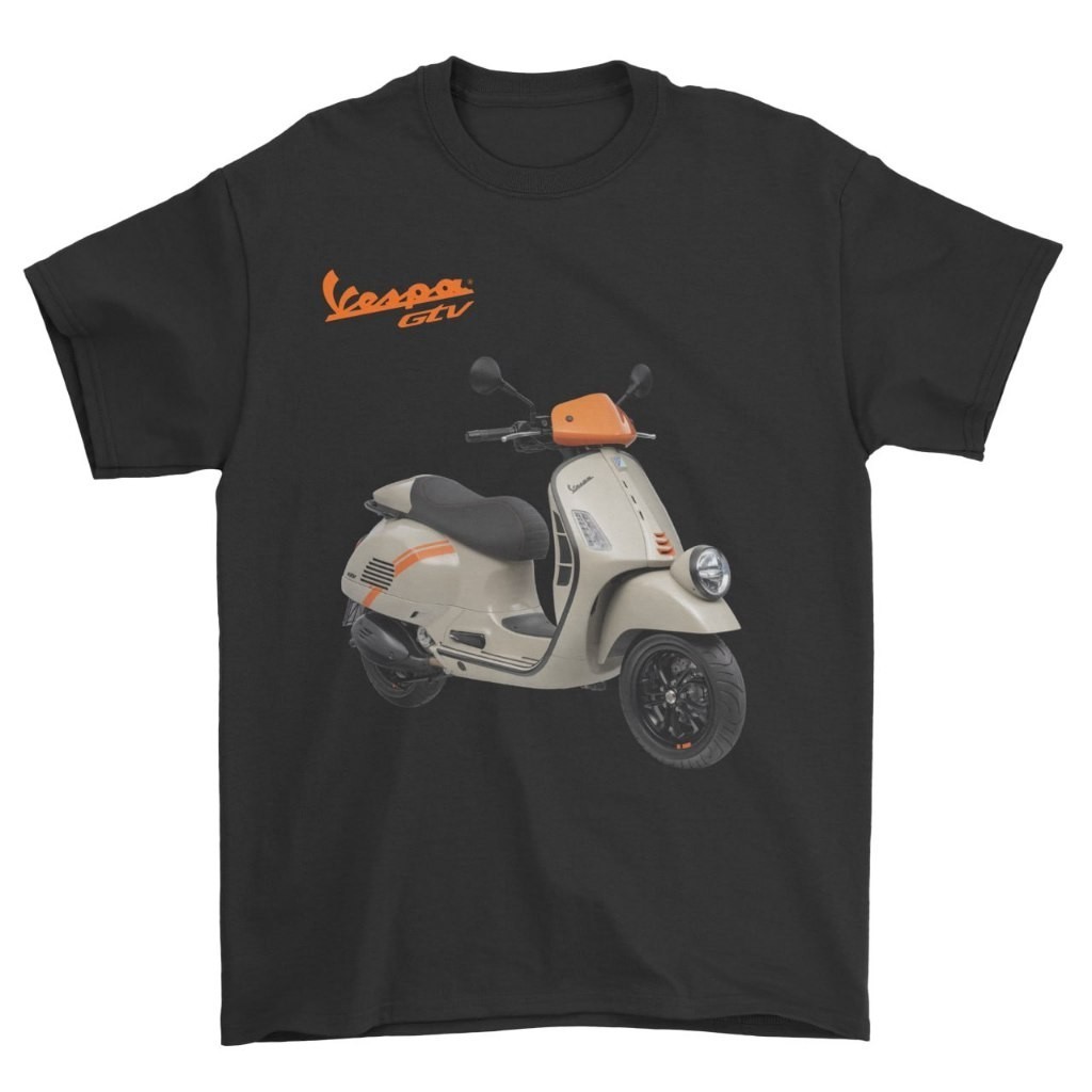 2025 Vespa Gtv 300 Hpe Tshirt Beige Gtv Scooter Vespa Custom พิมพ์