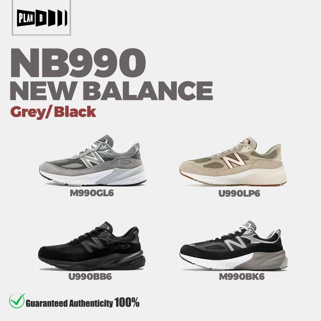 ⭐รองเท้า New Balance 990 M990GL6-U990LP6-U990BB6-M990BK6 [ของเเท้ 100%] NB 990 V6 รองเท้าผ้าใบ Unise