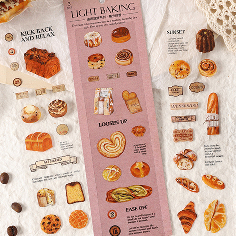3 แผ่นเบเกอรี่รูปแบบ Delicacies PET สติกเกอร์ตกแต่ง DIY วัสดุสติกเกอร์ - รูปที่ 4