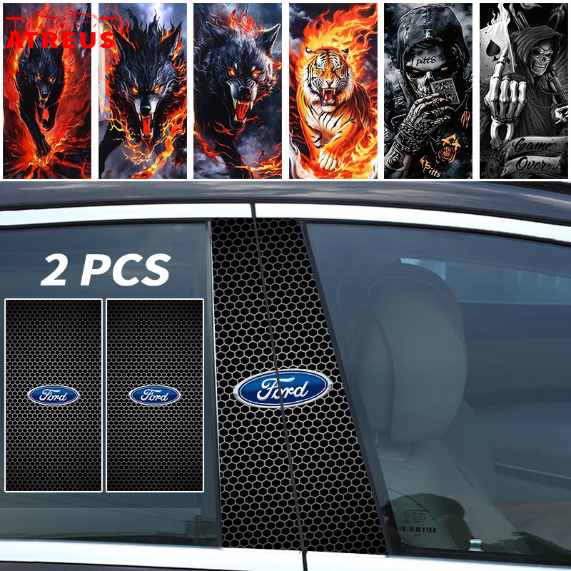 2ชิ้น Ford สติกเกอร์ติดเสาประตูรถยนต์ แผ่นติดเสาประตู สติกเกอร์ เสากลางหน้าต่าง B คอลัมน์สติกเกอร์ ฟิล์มสติกเกอร์ สำหรับ Ford Ranger Raptor Everest Focus MK2 MK3 Mustang Escape Fiesta Ecosport