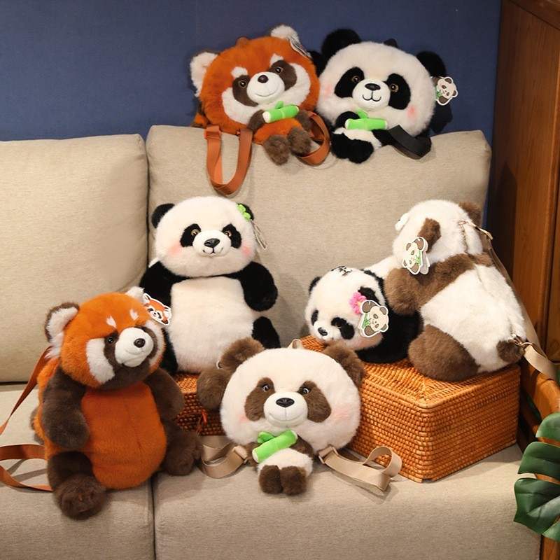 Qizai Huahua Big & Little Panda Messenger Bag น่ารักแบบตุ๊กตา เป็นของขวัญดีๆ