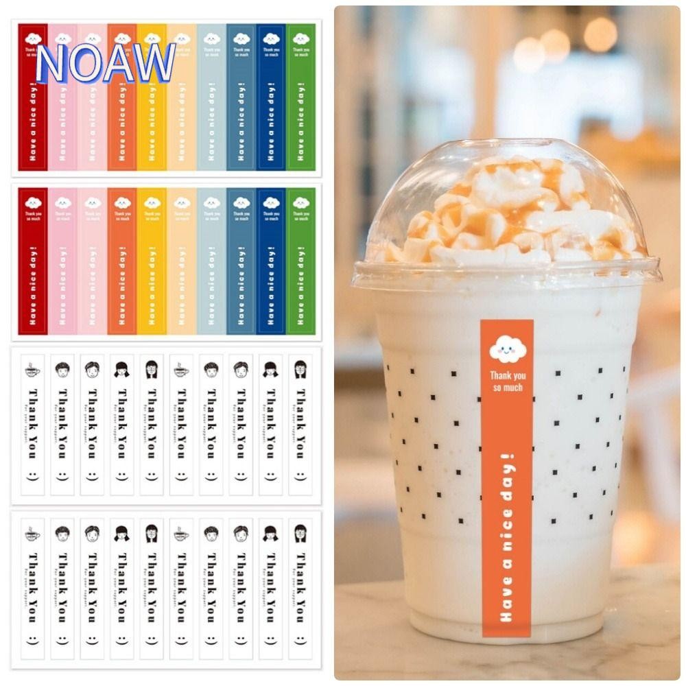 โน้ม‌ 100 ชิ้น/10 แผ่นสติกเกอร์ชานม,สี่เหลี่ยมผืนผ้าขอบคุณสําหรับสนับสนุนป้ายซีล,ธุรกิจขนาดเล็กขวดน้ํากาแฟ Self-Adhesive ขอบคุณสติกเกอร์