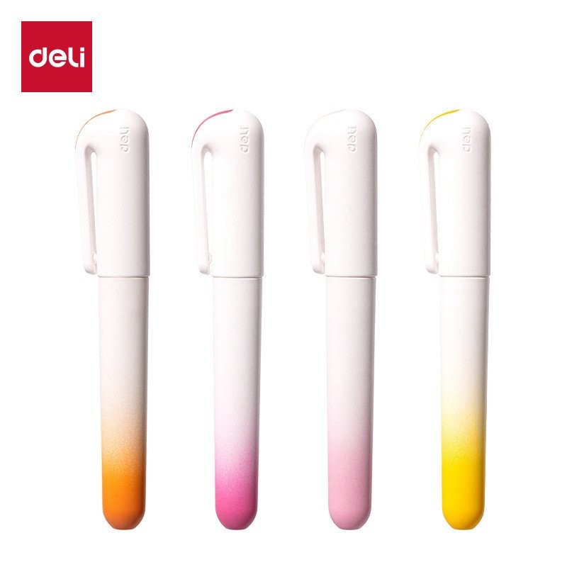 Deli Highlighter SK183 กล่องนักเรียน Marker ปากกากระเป๋าปากกาความรู้ Point Key สีนุ่ม 4 XBMZ