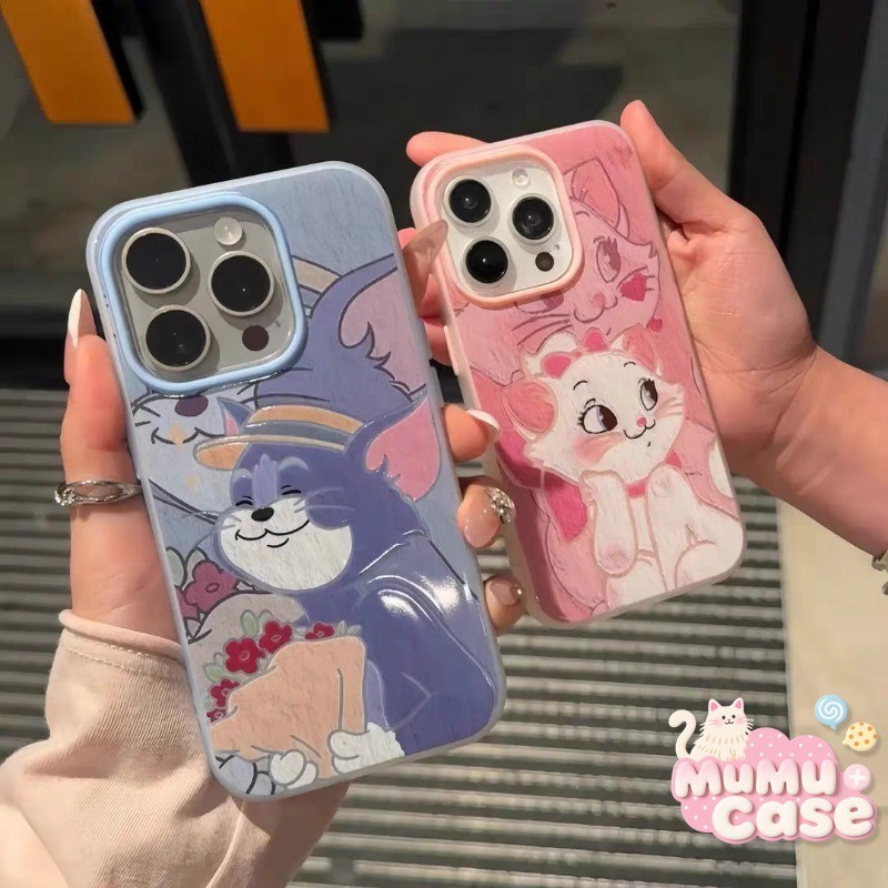 เคสไอโฟน11 การ์ตูนหวานมารีแมวขนมสีอ่อนนุ่ม สำหรับ IPhone 15 11 16 12 13 14 Pro Max 16 14 15 Pro 8 7 