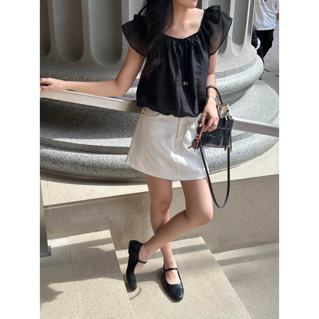 PUDDING TOP l เสื้อแขนแต่งระบายจั๊มเอวพองๆ น่ารักมาก ผ้าชีฟองมีซับใน สามารถใส่เป็นแบบปาดไหล่ก็ได้ รูปที่ 6