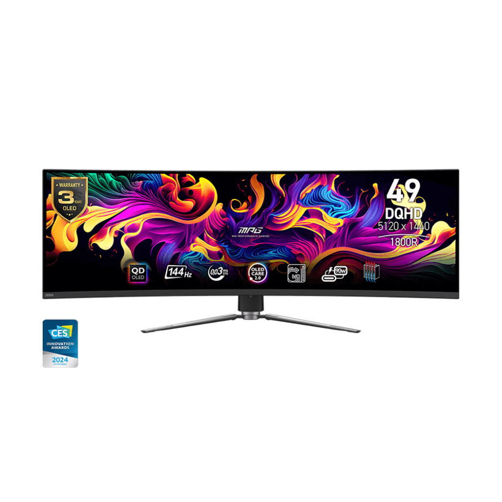 MSI MPG 491CQP QD-OLED 49" DQHD 32:9 Curved 1800R Gaming Monitor (0.03ms, 144Hz, HDR400)