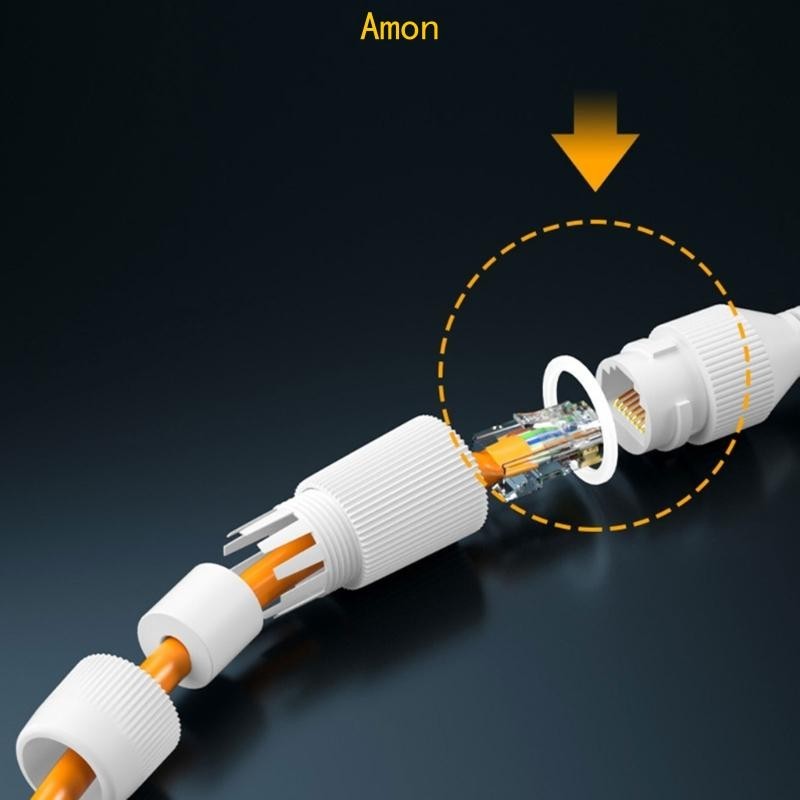 Amon RJ45 ขั้วต่อกันน้ํา Supers Strong Tensile PA66 Ethernets ตัวเชื่อมต่อสายเคเบิล