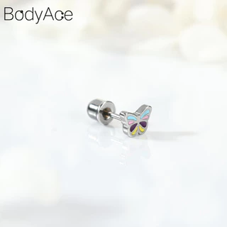 Bodyace 1 Pc 20G Rainbow ดอกไม้ต่างหู Star Ear Stud กระดูกอ่อนเจาะหู Conch ต่างหู Moon Body เครื่องประดับ