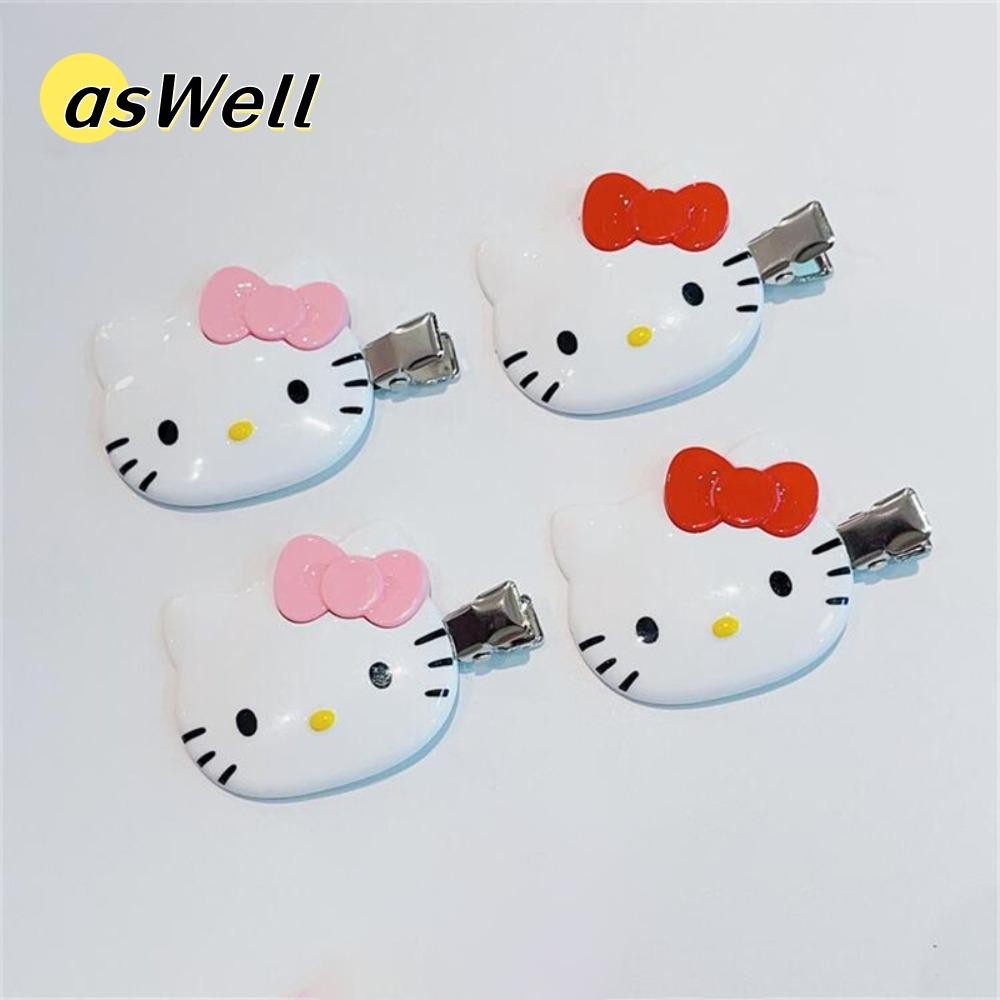 Aswell กิ๊บติดผม 2 ชิ้น, คลิป Sanrio Hello Kitty Duckbill คลิปหน้าม้า, ยางรัดผมหวานการ์ตูนที่คาดผมสาว