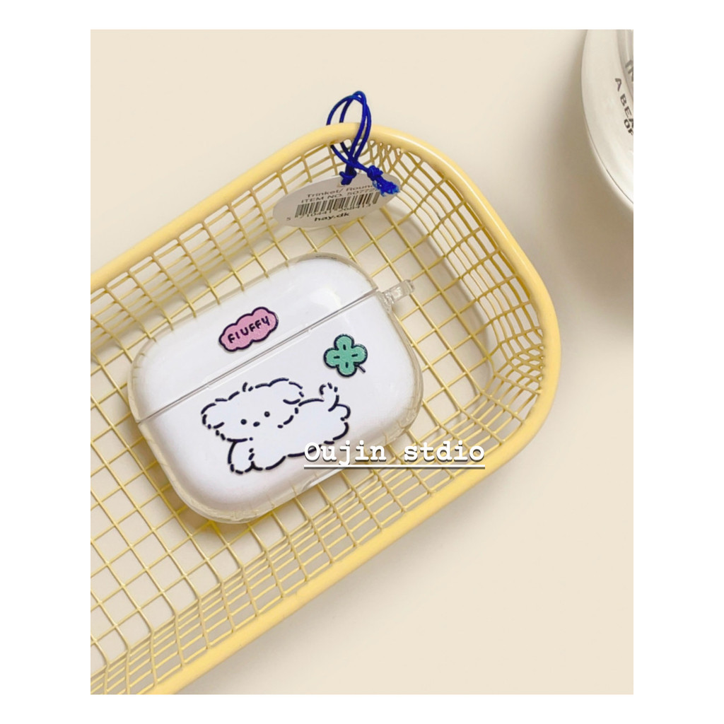 Niche เกาหลี ins สุนัขน่ารัก Four-leaf Clover ขนาดเล็กสดหูฟังเหมาะสําหรับ 1/2/pro Soft Case หูฟังไร้สายบลูทูธกรณีป้องกันกรณี 3rd Generation